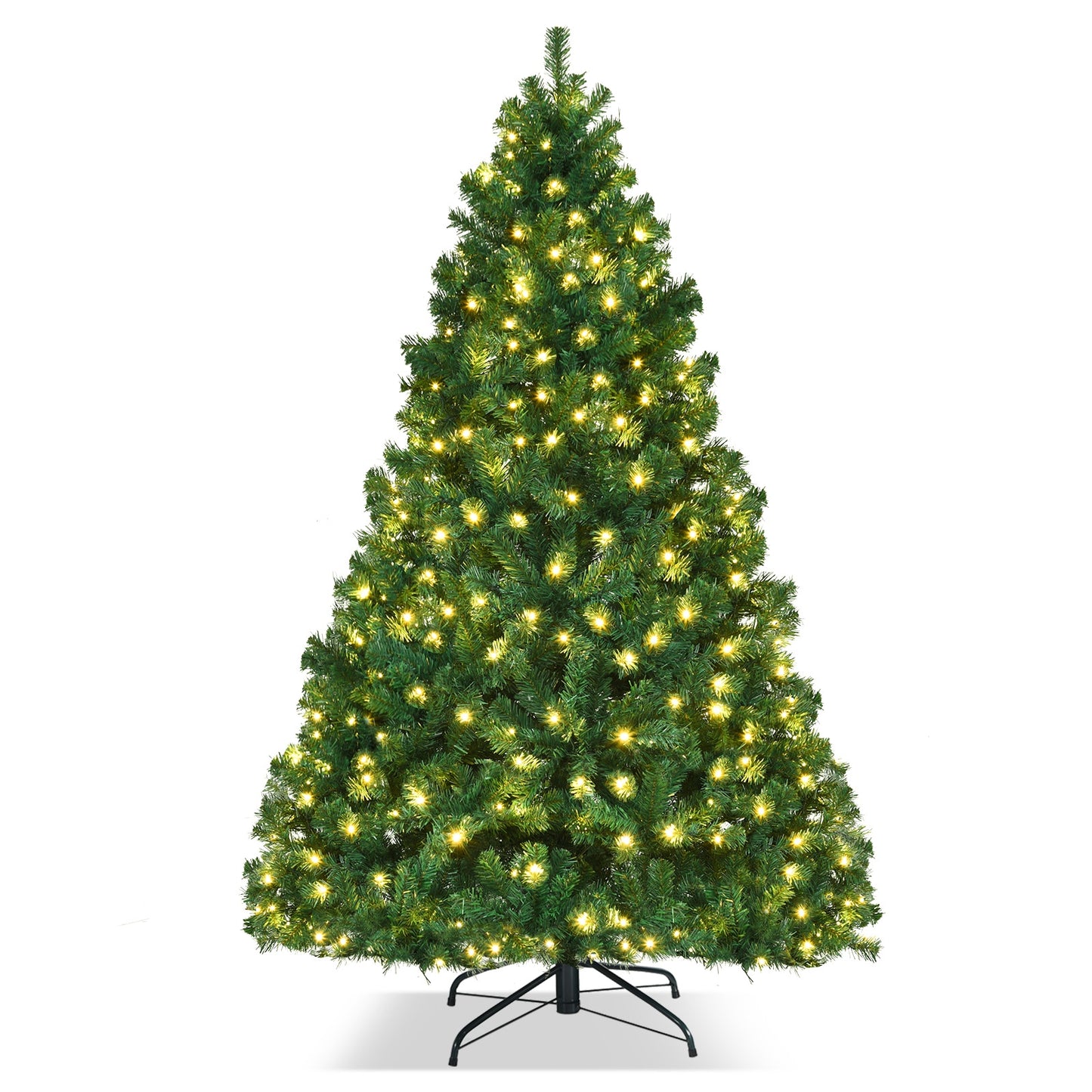 7.5 Feet PVC Artificial Christmas Tree with LED Lights-7.5 ft