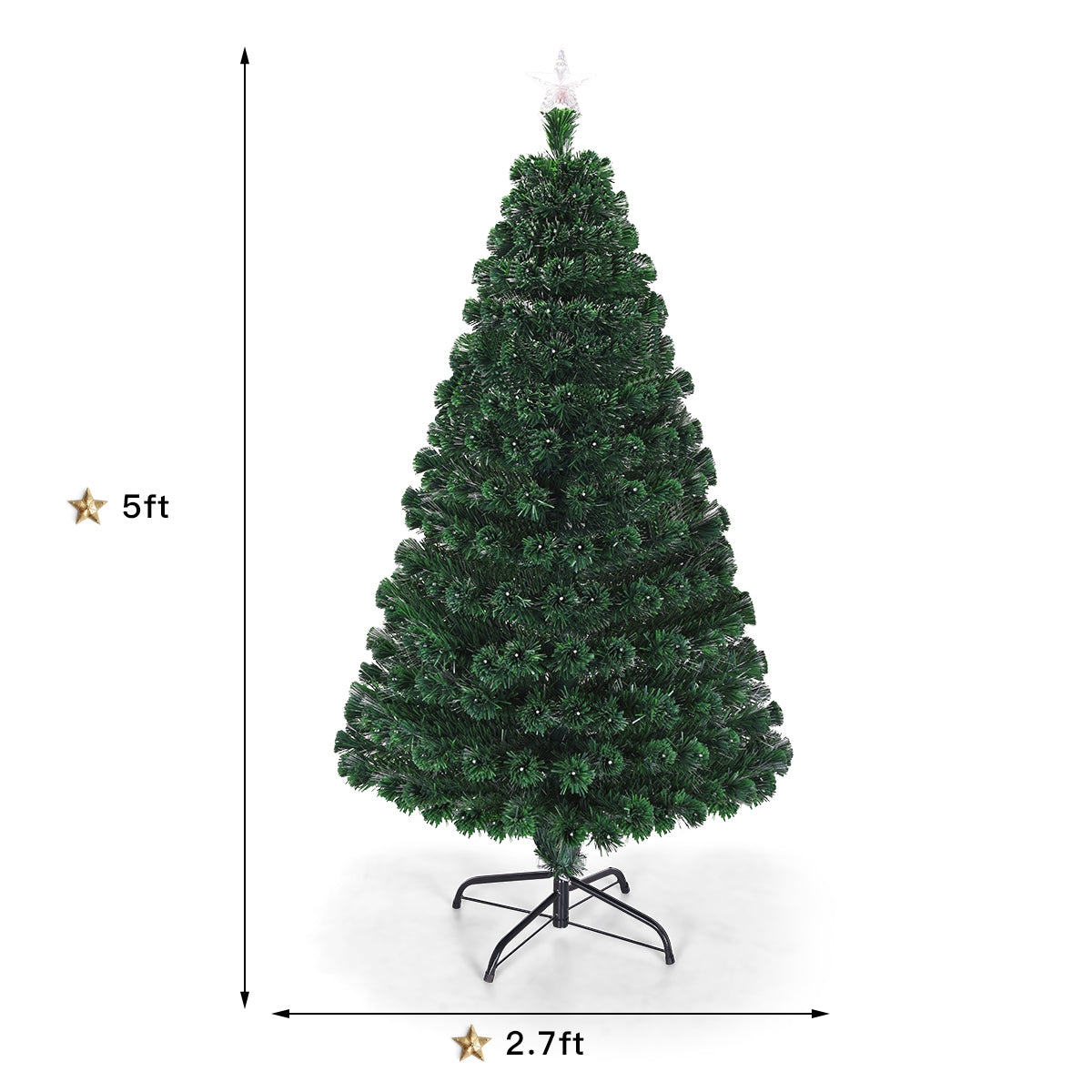 5 Feet/6 Feet/7 Feet Multicolor LED Fiber Optic Artificial Christmas Tree-5 Feet