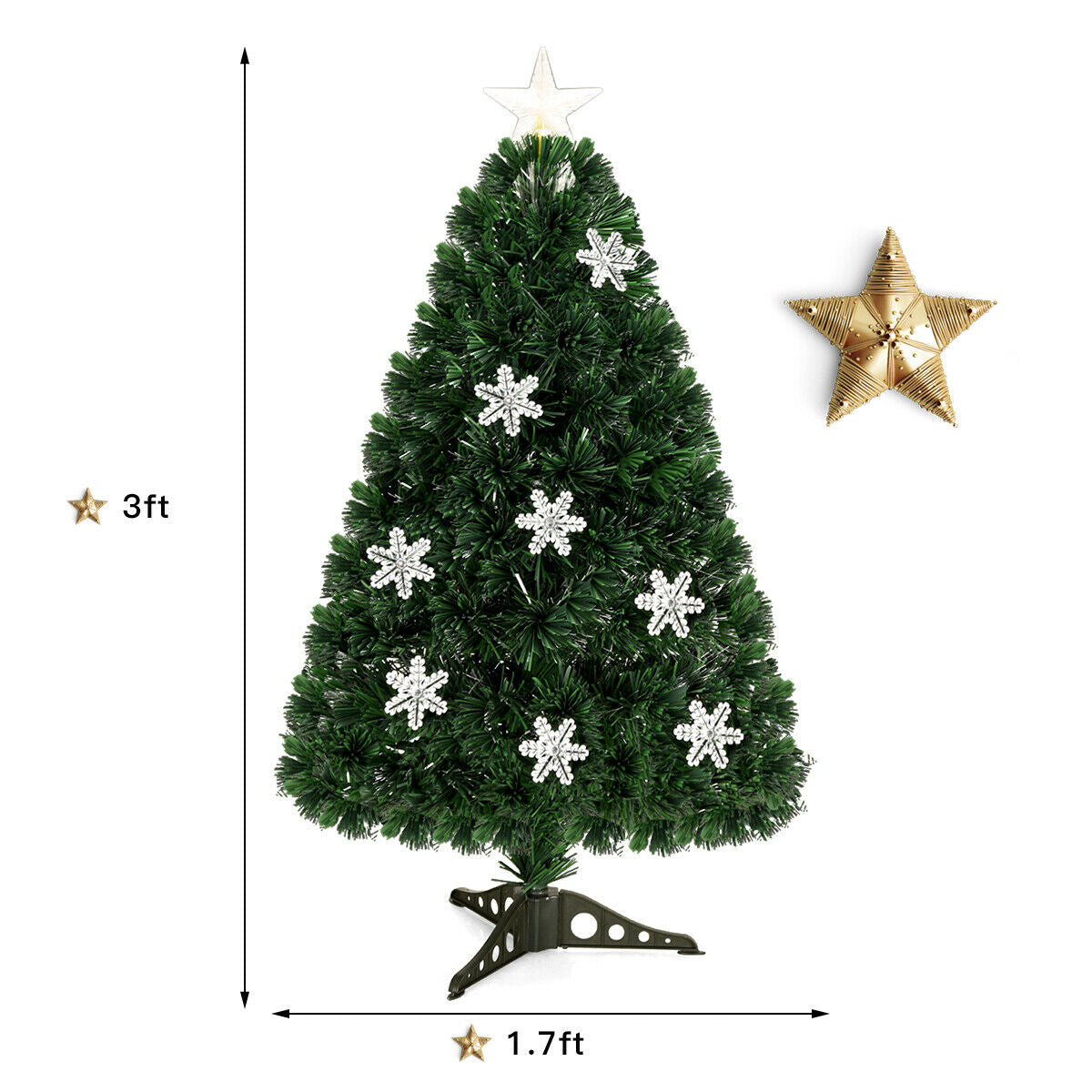 Sapin de Noël artificiel optique à LED de 4/5/6 pieds avec flocons de neige