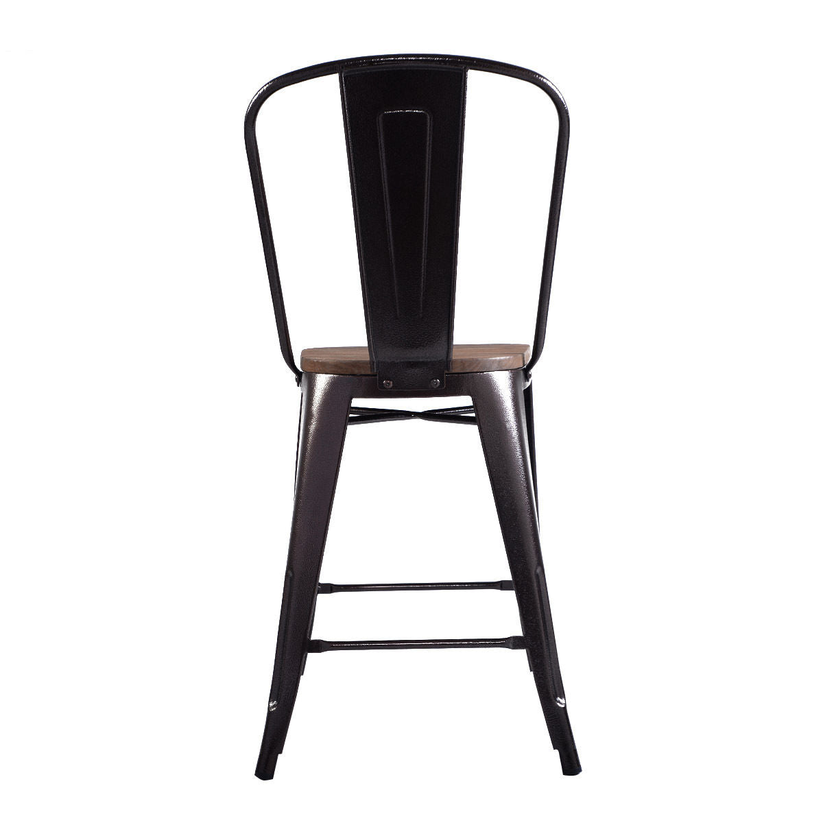 Set of 4 Industrial Metal Counter Stool Dining Chairs with Removable Backrests-Cooper