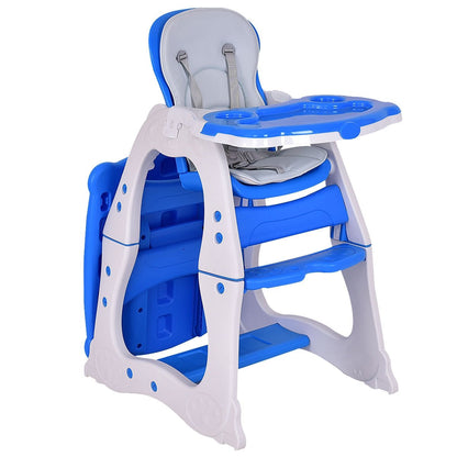 Siège de jeu convertible 3 en 1 pour bébé - Chaise haute - Bleu