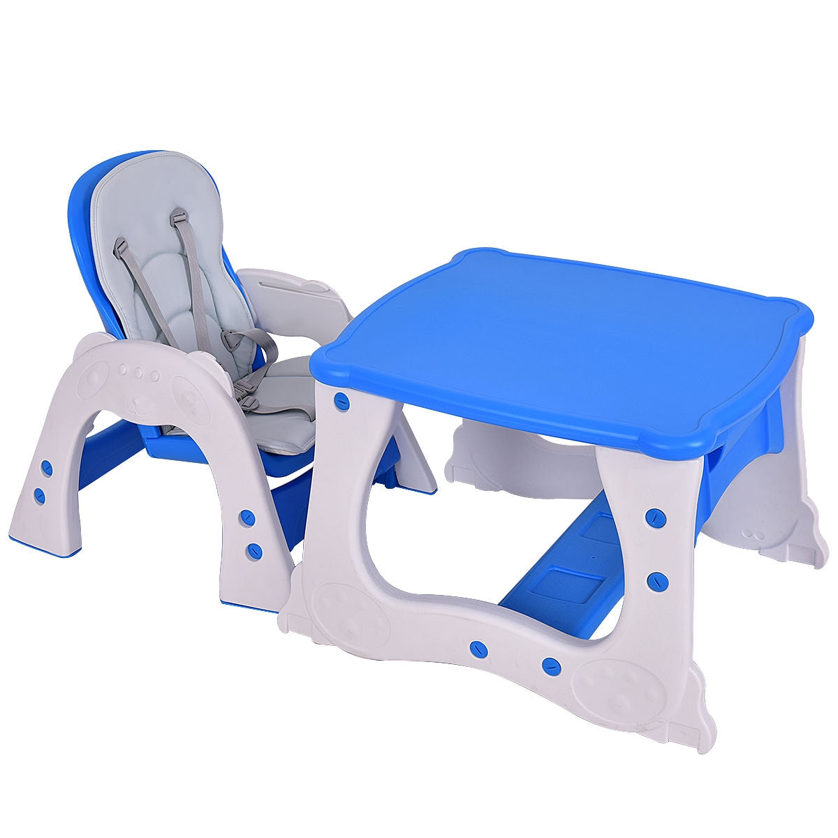 Siège de jeu convertible 3 en 1 pour bébé - Chaise haute - Bleu