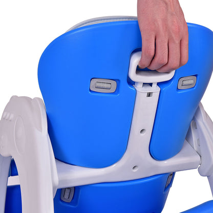 Siège de jeu convertible 3 en 1 pour bébé - Chaise haute - Bleu