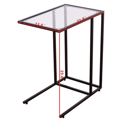 Sofa End Table Coffee Side Table with Glass Top