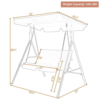 Loveseat Cushioned Patio Steel Frame Swing Glider