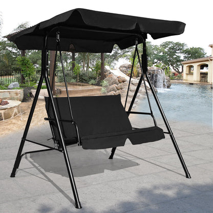 Loveseat Cushioned Patio Steel Frame Swing Glider