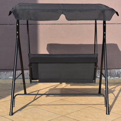 Loveseat Cushioned Patio Steel Frame Swing Glider