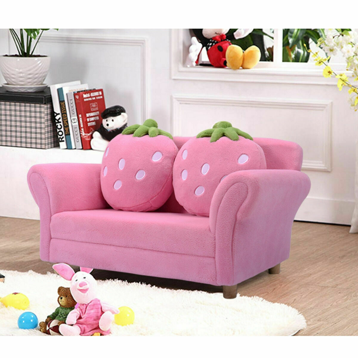 BL/PI Kids Strawberry Armrest Chair Sofa-Pink