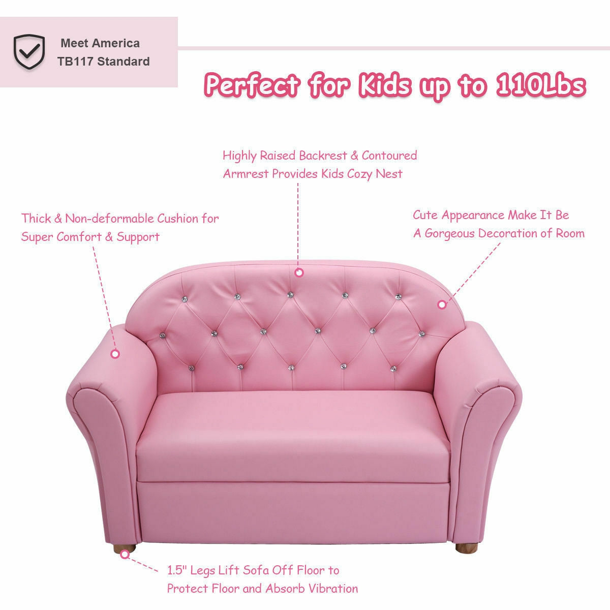 Fauteuil de salon avec accoudoirs pour enfants Princess