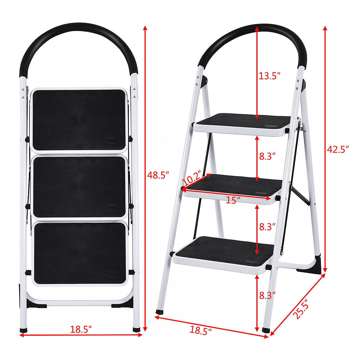 Heavy Duty Industrial Lightweight Folding Stool 3 Step Ladder