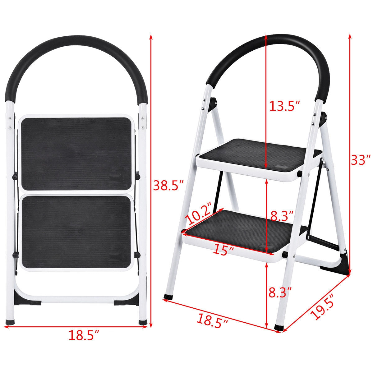 Marchepied pliable de 2,75 pieds avec cadre en fer et pédales antidérapantes pour une capacité de 330 lb