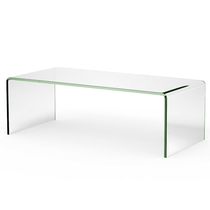 42 x 19.7 Inch Clear Tempered Glass Coffee Table with Rounded Edges