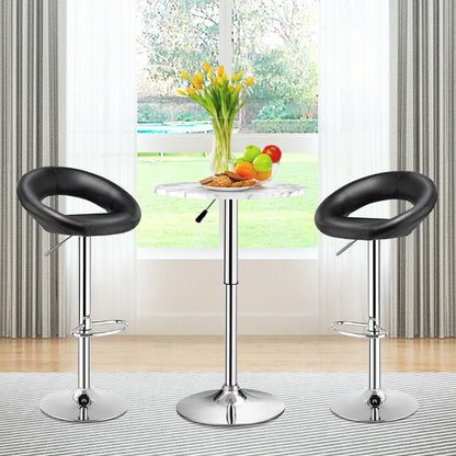 Set Of 2 Bar Stools Adjustable PU Leather Barstools Swivel Pub Chairs-Black