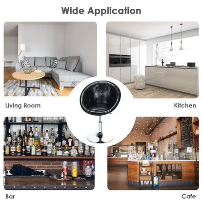 1 pièce pivotante moderne réglable et touffetée ronde - Noir