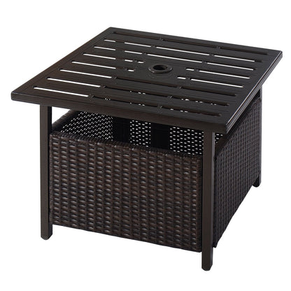 Outdoor Patio Rattan Wicker Steel Side Deck Table