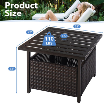 Outdoor Patio Rattan Wicker Steel Side Deck Table