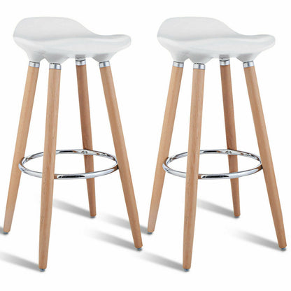 Set of 2 ABS Bar Stools with Wooden Legs