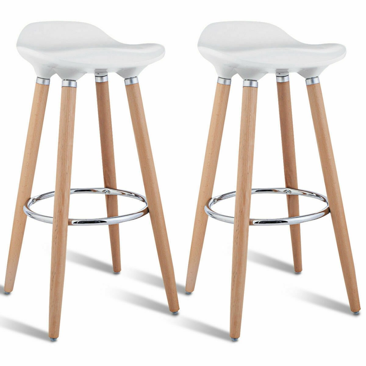 Lot de 2 tabourets de bar en ABS avec pieds en bois