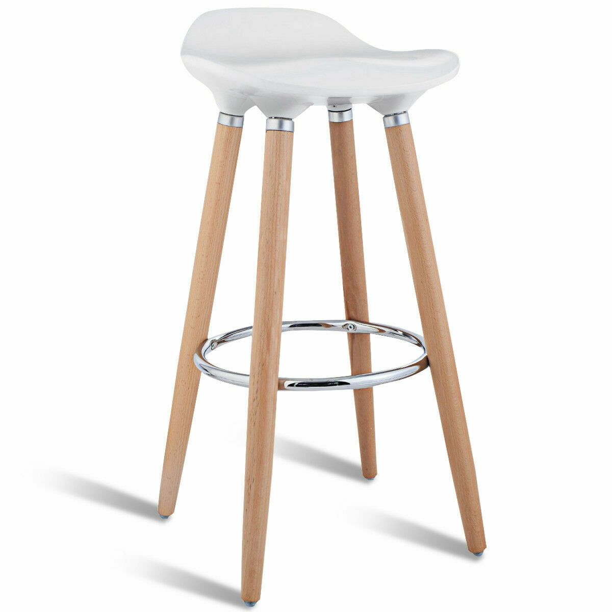 Set of 2 ABS Bar Stools with Wooden Legs