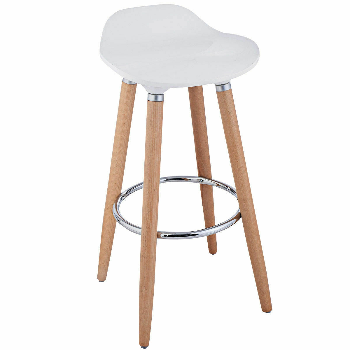 Set of 2 ABS Bar Stools with Wooden Legs