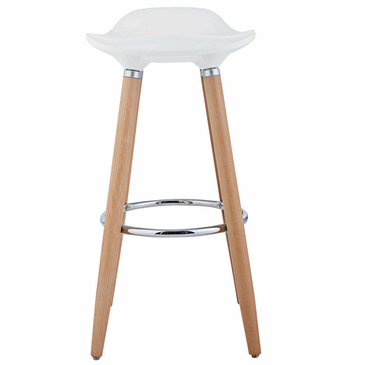 Set of 2 ABS Bar Stools with Wooden Legs