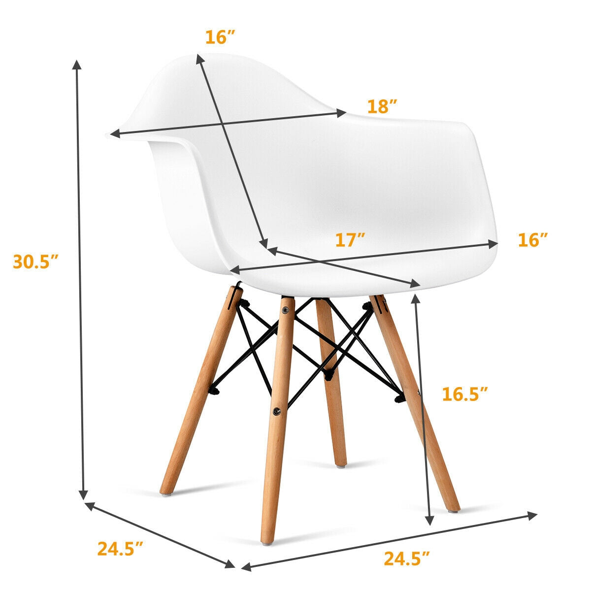 Lot de 2 chaises de salle à manger modernes moulées de style milieu de siècle