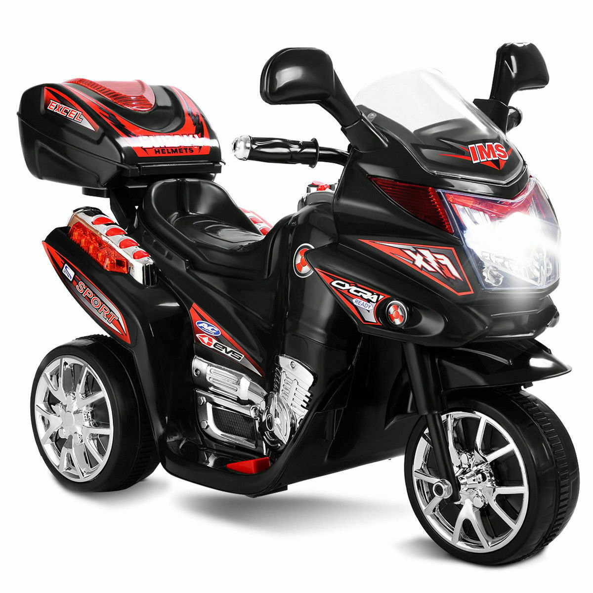 6V Powered 3 Wheels Kids Electric Ride-on Toy Motorcycle-Black