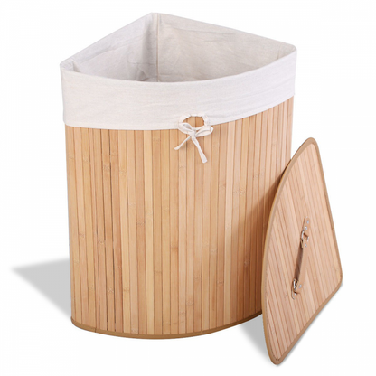 Corner Bamboo Hamper Laundry Basket