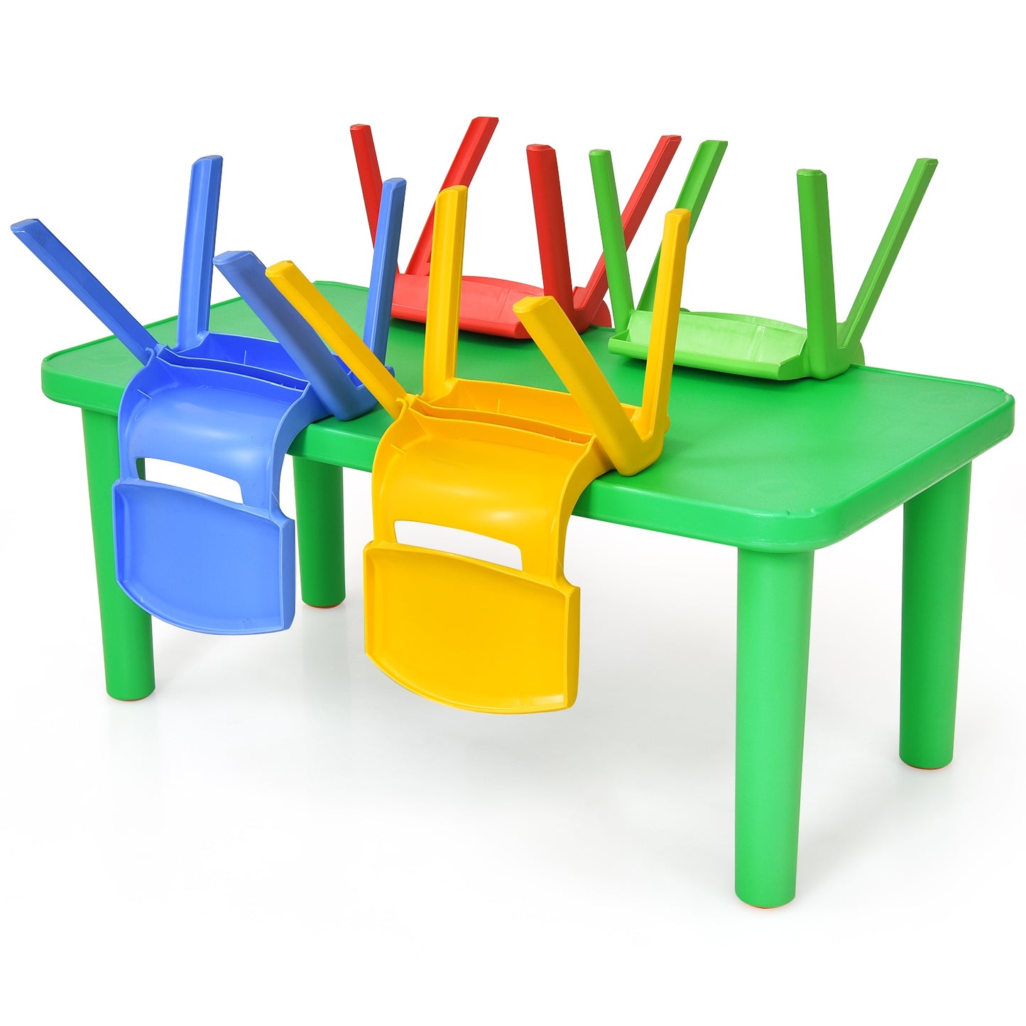 Kids Colorful Plastic Table and 4 Chairs Set