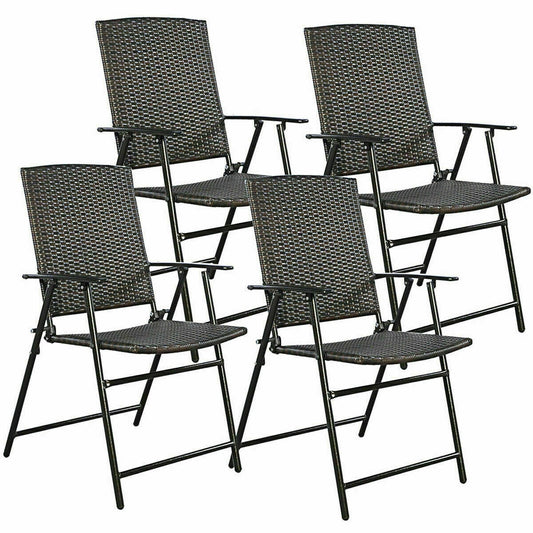 Lot de 4 chaises pliantes en rotin