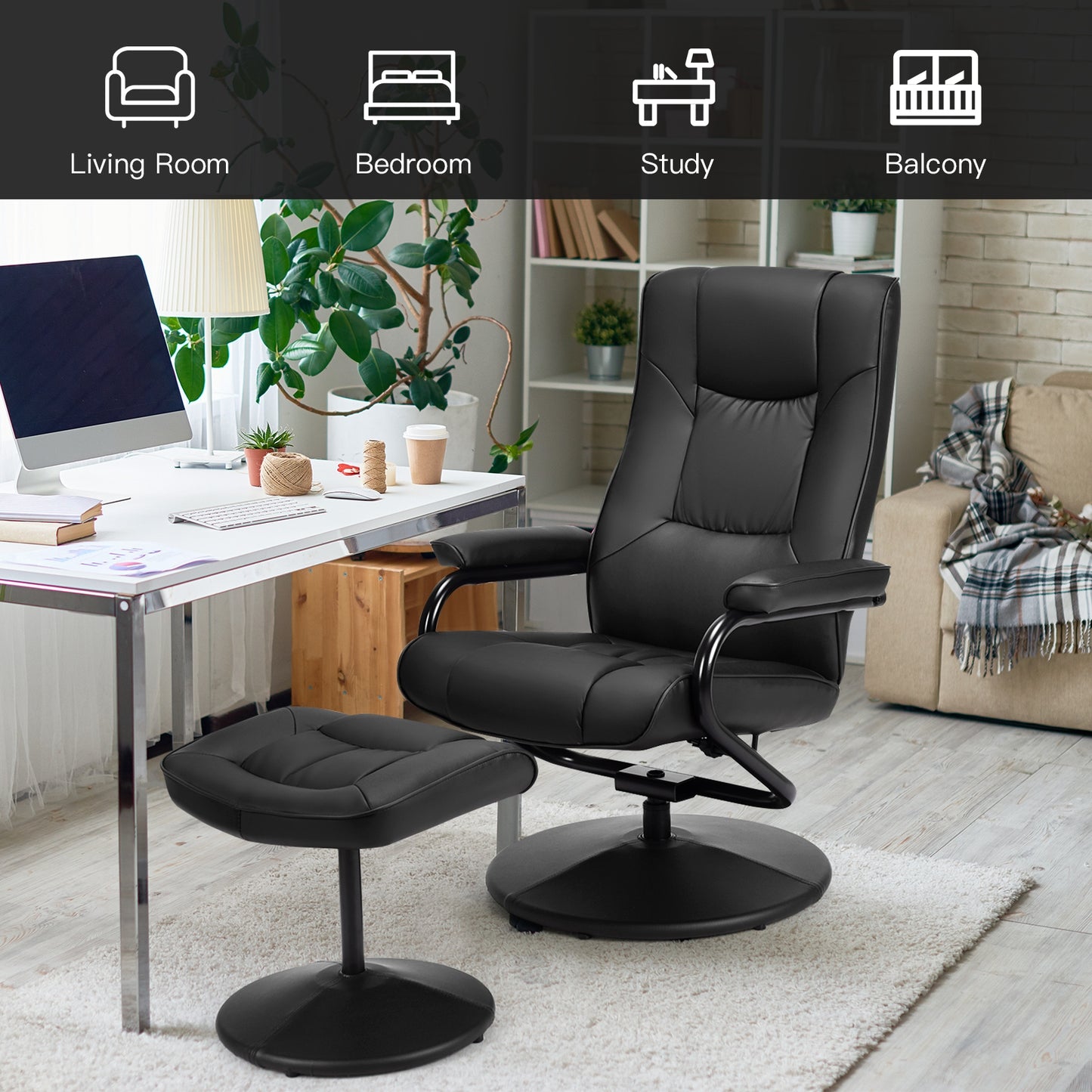 Fauteuil inclinable pivotant avec repose-pieds