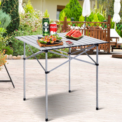 Table de pique-nique de camping pliable et portable en aluminium