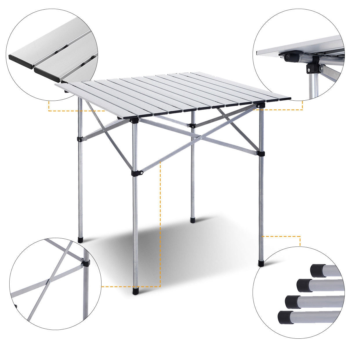 Table de pique-nique de camping pliable et portable en aluminium