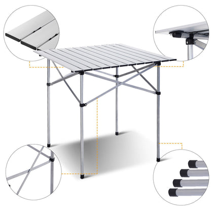 Table de pique-nique de camping pliable et portable en aluminium