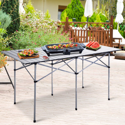 Aluminum Roll Up Folding Camping Rectangle Picnic Table