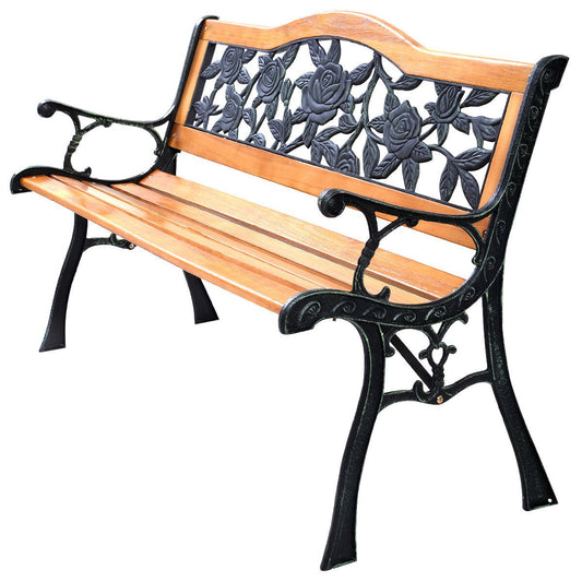 Outdoor Cast Iron Patio Bench Rose