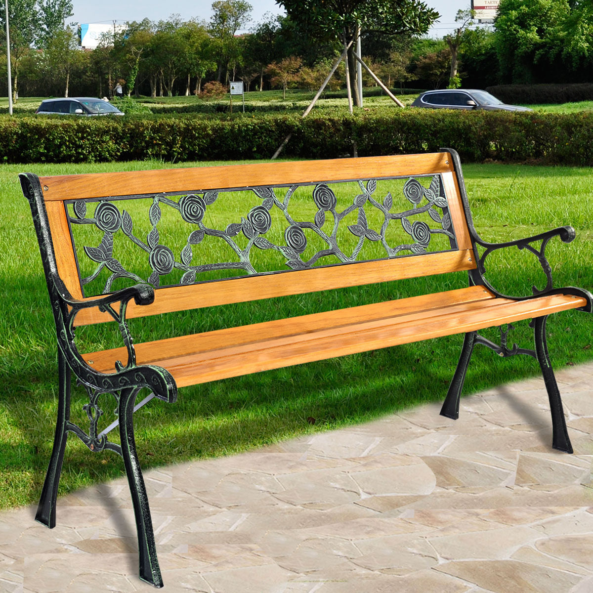 Banc de jardin pour porche et patio de 49 1/2 pouces