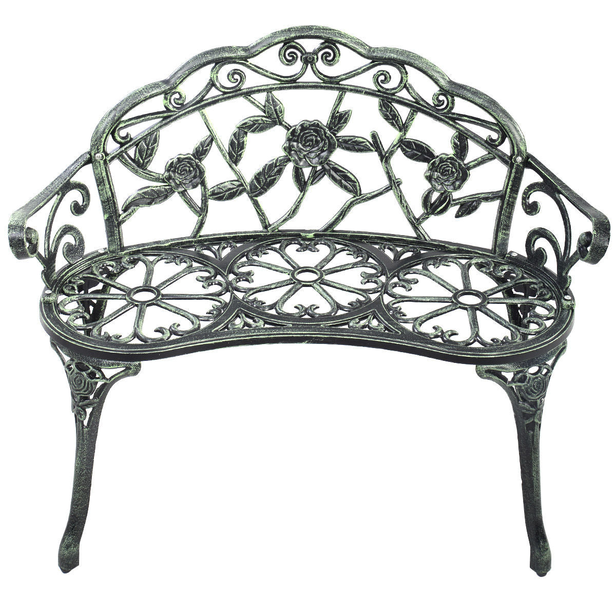 Banc de terrasse extérieur en fonte d'aluminium, couleur rose antique