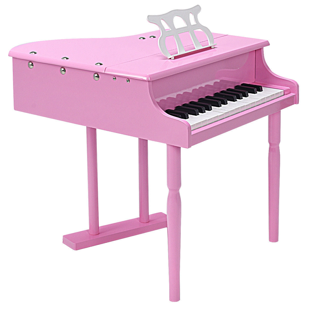 Musical Instrument Toy 30-Key Children Mini Grand Piano with Bench-Pink