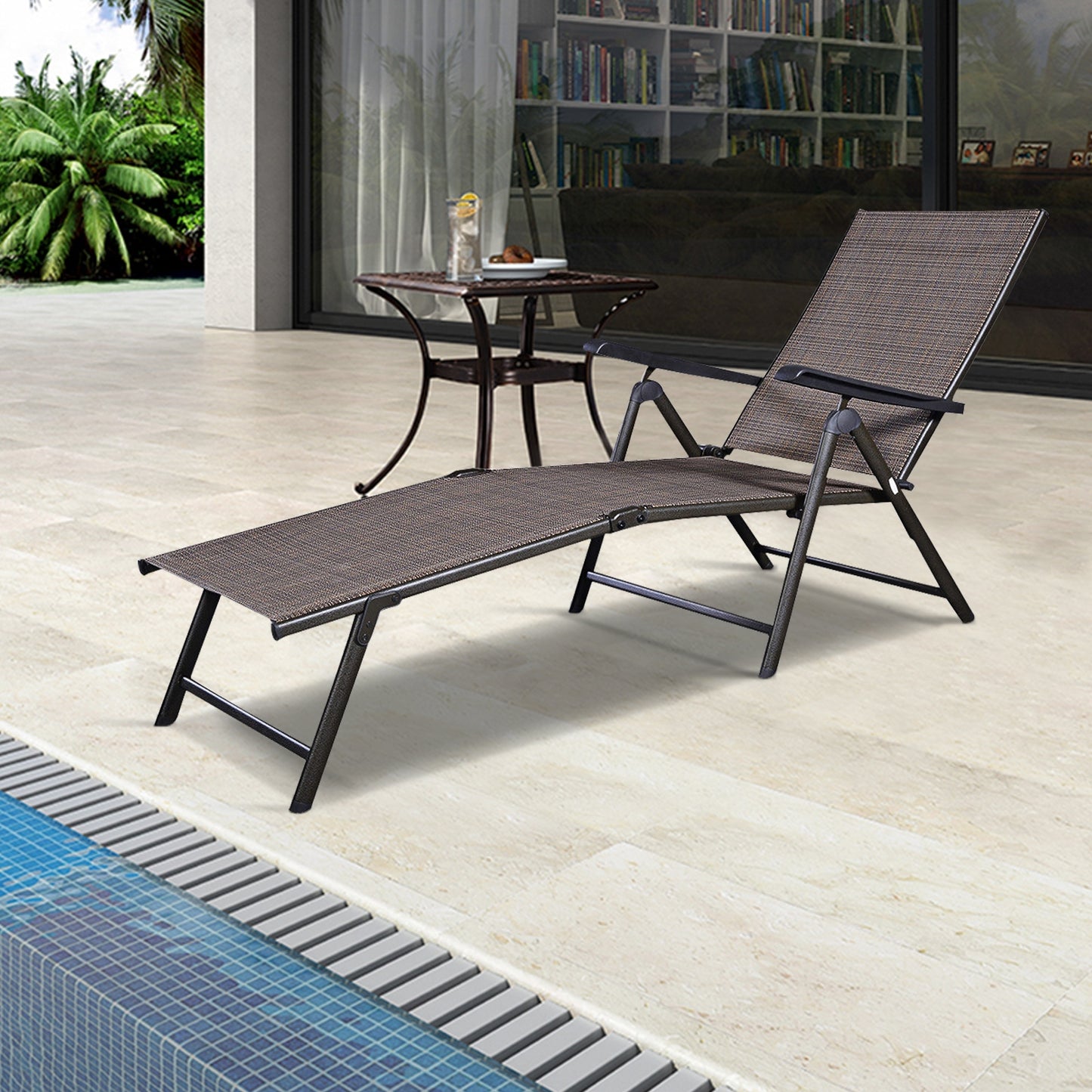 Chaise longue de piscine extérieure réglable pour patio