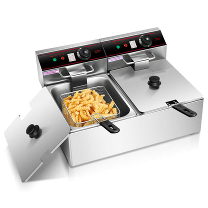 3400W Dual Tank Electric Countertop Deep Fryer