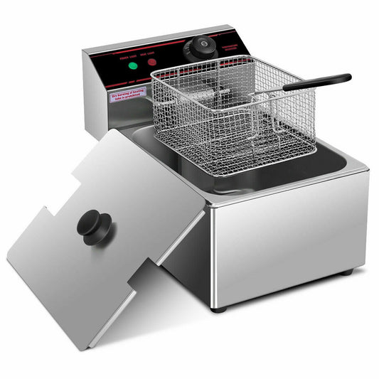 1700W Single Electric Deep Fryer with Basket Scoop Unit