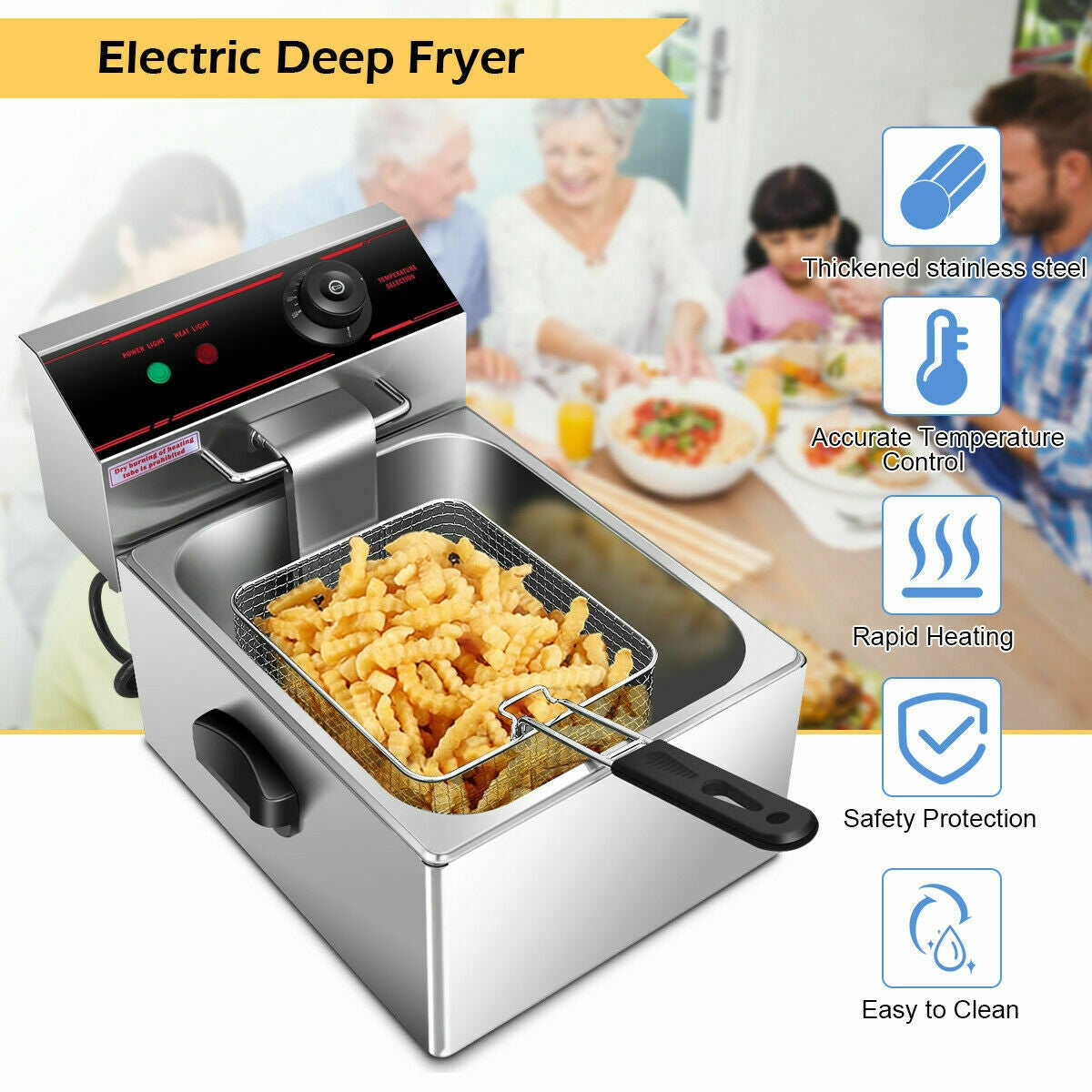 Friteuse électrique simple de 1 700 W avec panier à cuillère