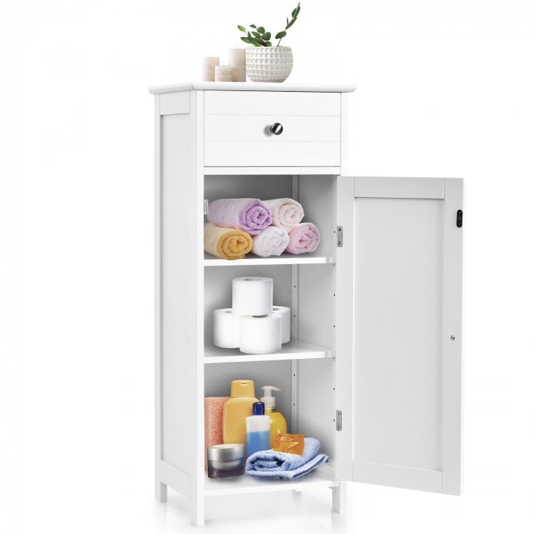 Wooden Storage Free-Standing Floor Cabinet with Drawer and Shelf