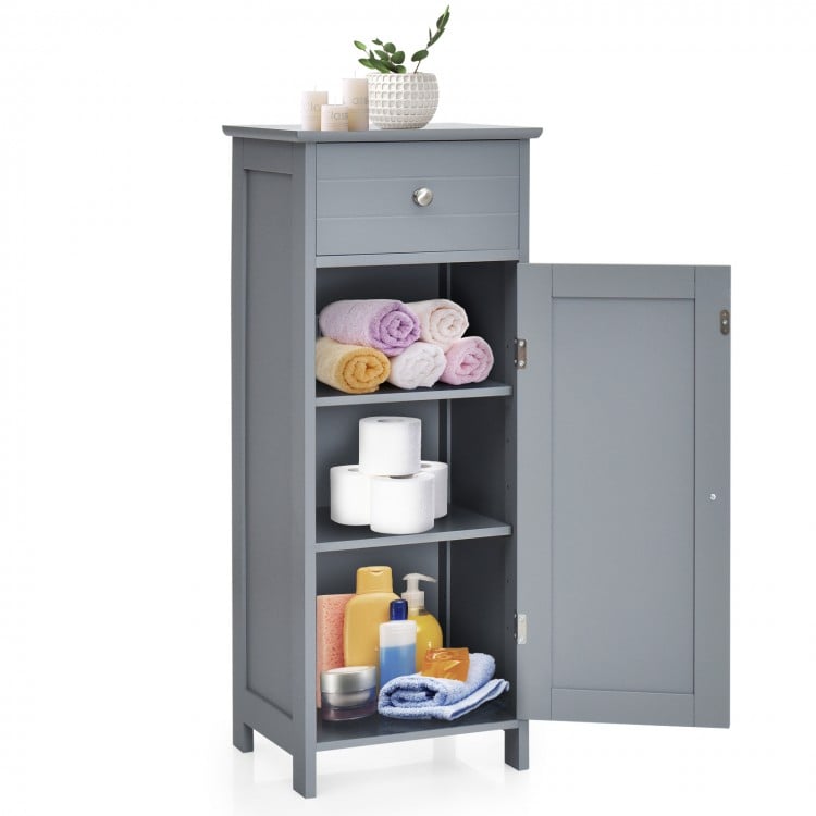 Wooden Storage Free-Standing Floor Cabinet with Drawer and Shelf