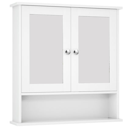 Armoire de salle de bain murale avec portes à double miroir - Blanc