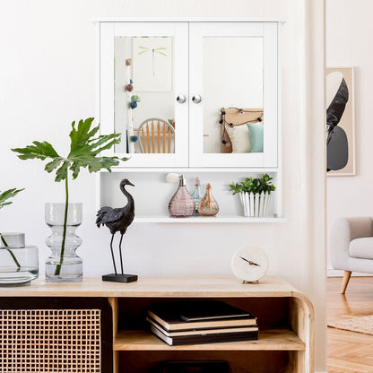 Armoire de salle de bain murale avec portes à double miroir - Blanc