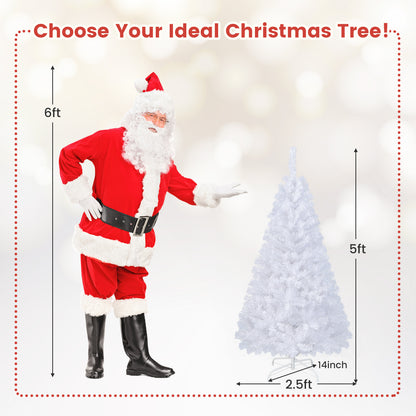 5/6/7/8 Feet White Christmas Tree with Solid Metal Stand