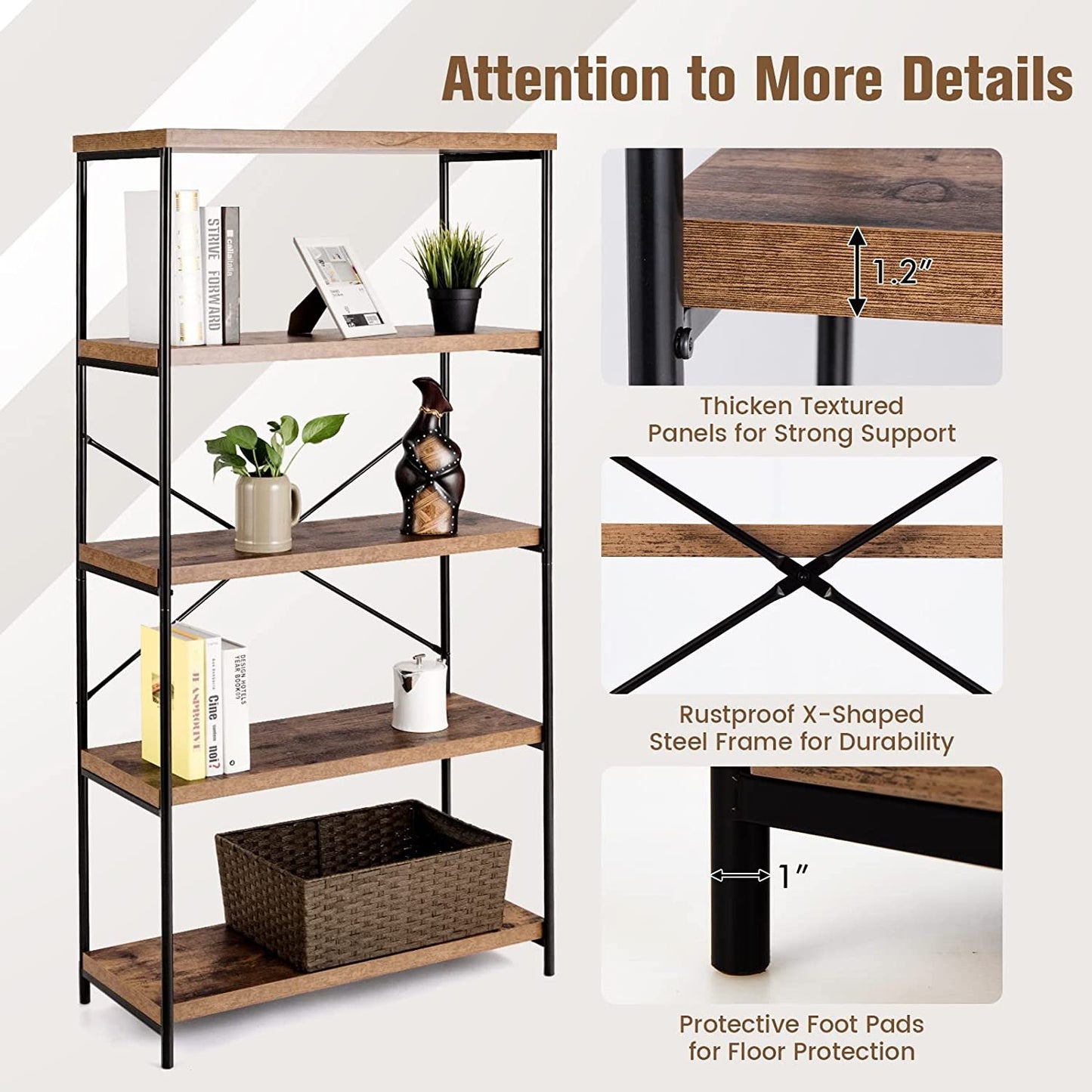 Multipurpose Open Bookcase Industrial Rack Wide Standing Storage Shelf