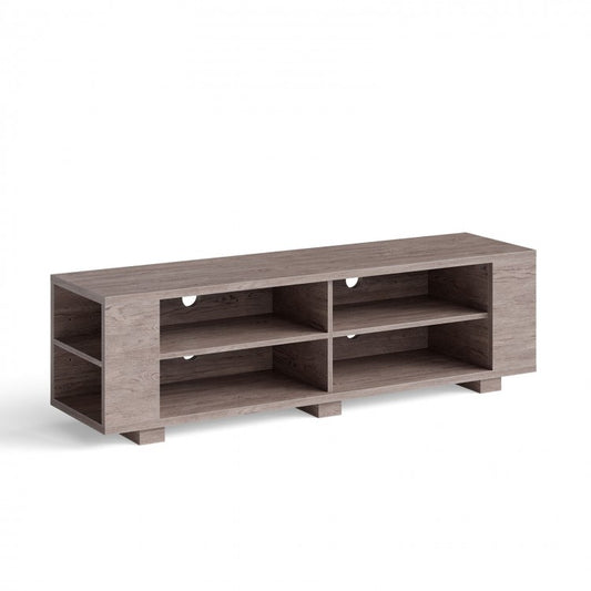 Wooden TV Stand with 8 Open Shelves for TVs up to 65 Inch Flat Screen